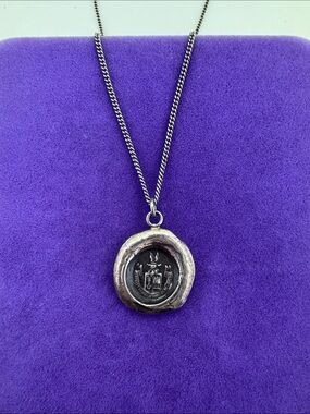 💛 Sterling Silver Pyrrha “Be Here Now” Wax Seal Necklace | Designer